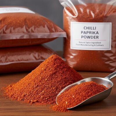 Páprica seca sem glúten, páprica picante em pó, tempero natural finamente moído, perfeito para realçar o sabor e a cor em produtos alimentícios